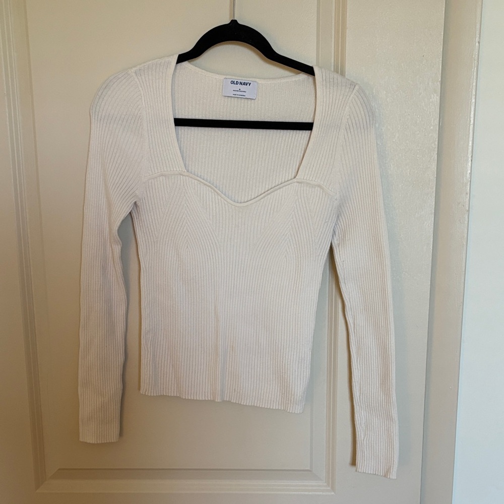 Old Navy Women's White Ribbed Blouse